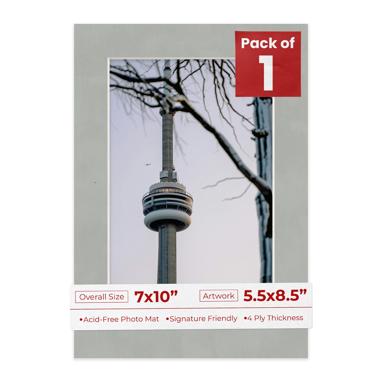 Light Grey Suede Mat Board for 7x10 Frames - Fits 5.5x8.5 Photos